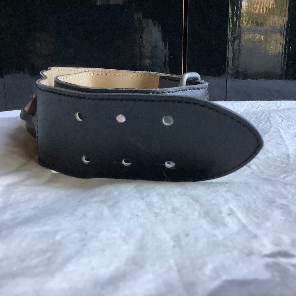 1990 AZZEDINE ALAIA Black Leather Runway Belt With Shells - Picture 4 of 5